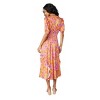 Women's SPLIT NECK SMOCKED MIDI DRESS - current air - 4 of 4