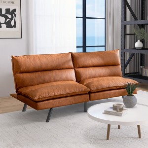 Dyonery 71 in Convertible Faux Leather Sofa Couch,Memory Foam Futon Couch Bed,Small Splitback Modern Loveseat Sleeper Sofa Bed for Living Room - 1 of 4