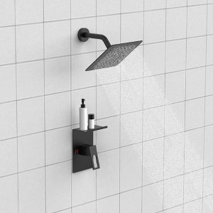 MAYEERTY Shower Faucet with Storage Rack Rack 8 Inch Rain SHower Head Shower with Single Spray Shower Head Shower Faucet Set Complete - 1 of 4