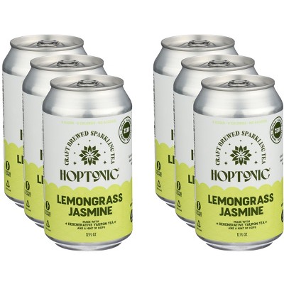 Hoptonic Tea Sparkling Lemongrass Jasmine - Pack of 6 - 12 fo