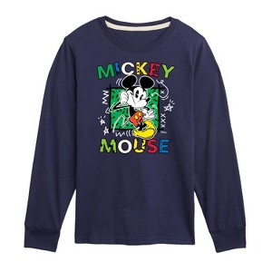 Boys' - Disney - Mickey Mouse Cartoon Pop Long Sleeve Graphic T-Shirt - 1 of 4