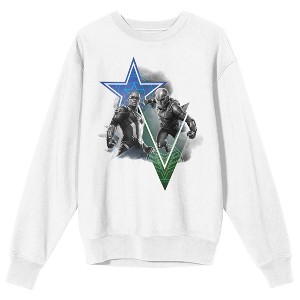 Captain America and Falcon Pose Adult White Crew Neck Long Sleeve Sweatshirt - 1 of 3
