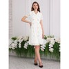 INSPIRE CHIC Women's Short Sleeve Floral Lace Lapel Collar Double Breasted Wedding Cocktail Belted A-Line Dress - 2 of 4