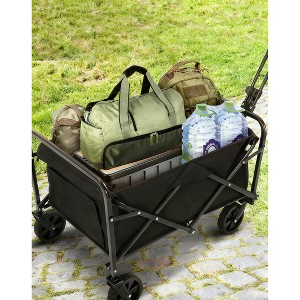Wagons Carts Foldable, All-Terrain Collapsible Utility Wagon with 360° Wheels,Heavy Duty Beach Cart for Camping, Gardening, Grocery Shopping - 1 of 4