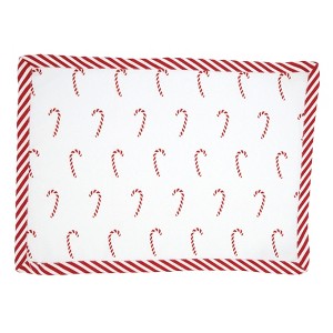 Saro Lifestyle Candy Cane Placemat, 14"x20" Oblong, Red (Set of 4) - 1 of 4