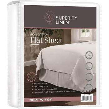 Superity Linen Flat Sheet for Bed - 100% Premium Cotton - 200 Thread Count