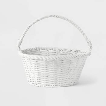 12" Willow Plastic Wicker Easter Basket White - Spritz™