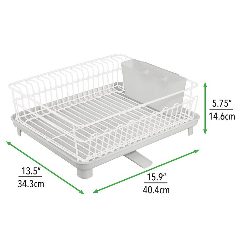 mDesign Large Kitchen Dish Drying Rack with Swivel Spout, 3 Pieces, 4 of 6