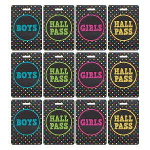 Teacher Created Resources® Chalkboard Brights Hall Pass with Lanyard, 4 Per Pack, 3 Packs - 1 of 4