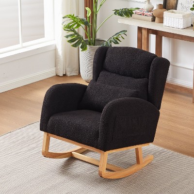 CAVINAS Modern Rocking Chair with High Backrest and Side Pockets,Living Room Lounge Accent Chair,Modern Lazy Chair,Living Room Furniture