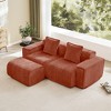 AENKYO Cloud-Like Boneless Loveseat, Soft Velvet Modular 2-Seater Sofa with No Assembly & Pillows, Modern Orange Floor Futon for Living Room - 2 of 4