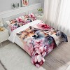 Wolf Comforter Set Twin Size – 3Pcs Pink Rose Floral Bedding with Romantic Wolves, Wildlife Quilt Set for Women, Botanical Room Decor - 3 of 4