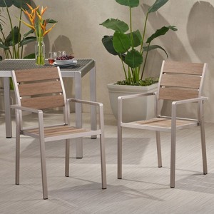 Sapphtopaz 2-Pieces Outdoor Dining Chairs Modern Outdoor Chair with Arms, Metal Frame for Poolside, Patio, Lawn, Backyard - 1 of 4
