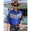 Clearlove Men’s Western Slim Fit Denim Shirt with Long Sleeves, Fringe Detailing, and Rose Embroidery - 3 of 4