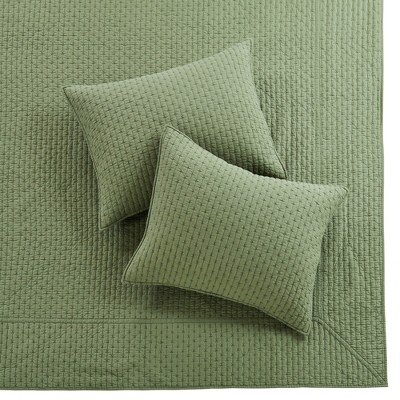 Forest Green Cotton Reversible Full Bedspread Set