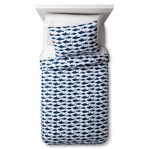 Great White Get-Together Duvet Cover Set - Pillowfort , Size: Full/Queen, White Blue