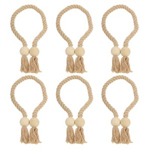 Unique Bargains Hand Woven Wooden Ball Decorative Magnetic Curtain Tiebacks - 1 of 4