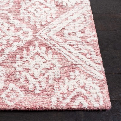 Hand-Tufted Dark Pink and Ivory Wool Area Rug, 4' x 6'