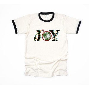 Simply Sage Market Women's Joy Christmas Lights Short Sleeve Ringer Tee - 1 of 4