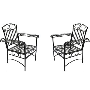 Courtyard Casual Black Steel French Quarter Outdoor Chair Set of 2 - 1 of 4
