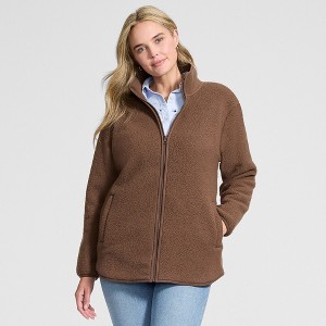 Lands' End Women's Cozy High Pile Full Zip Fleece Jacket - Large
