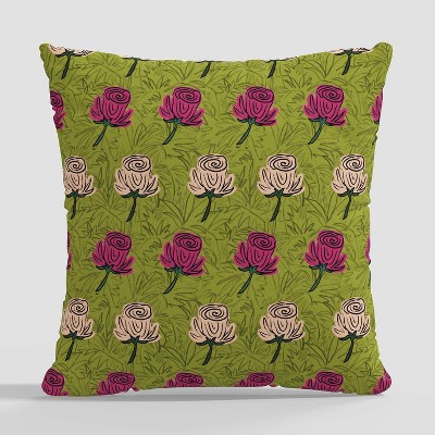 Floral Print Square Throw Pillow by Kendra Dandy Lime - Cloth & Company