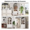 71" Arched Kitchen Pantry Cabinet with Glass Doors and Adjustable Shelves, White MDF Storage Cupboard for Dining Room-3irtyhousy - 3 of 4