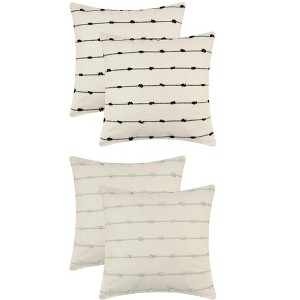 Unique Bargains Modern Farmhouse Decorative Neutral Striped Boho Square Pillow Covers 4 Pcs - 1 of 4