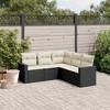vidaXL Patio Sofa Set with Cushions Outdoor Furniture 5 Piece Poly Rattan - Black and Cream Without Table - 2 of 4