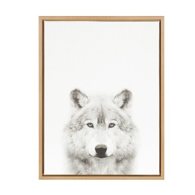 18" x 24" Sylvie Wolf Framed Canvas by Simon Te Tai Natural - Kate and Laurel