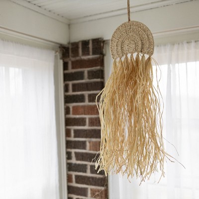 Natural Seagrass and Raffia Arch Hanging Wall Accent