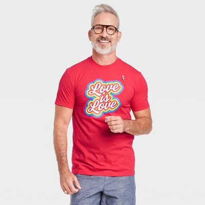 Pride Gender Inclusive Adult 'Love is Love' Short Sleeve Graphic T-Shirt - Red