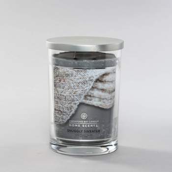 Clear Glass Snuggly Sweater Lidded Jar Candle Dark Gray - Home Scents by Chesapeake Bay Candles