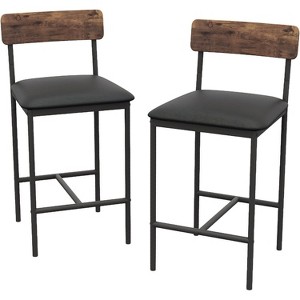 Bar Table Set, Dining Table Set for 2 with 3 Storage Shelves, Tall Kitchen Breakfast Nook with Padded Cushion Stools, Space-Saving - 1 of 4