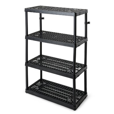 Gracious Living 4 Shelf Ventilated Garage Shelving + 4 Storage Bins & Lid,  Black, 1 Piece - Foods Co.