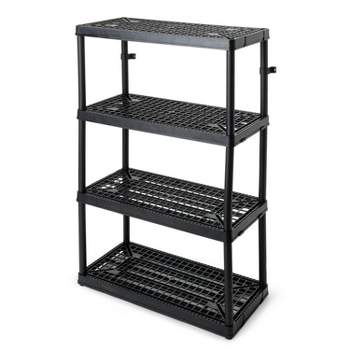 Gracious Living 4 Shelf Fixed Height Ventilated Heavy Duty Storage Unit 18 x 36 x 54" Organizer System for Home, Garage, Basement, and Laundry, Black