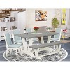 HomeStock 6-Piece Rectangle Natural Oak Finish Solid Wood Top Dining Table with 1-Bench, 4-Chairs - 2 of 4