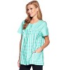 Casual Nights Women's Snap Front Smock Cobbler Woven Scrub Apron Top with Pockets - Blue Plaid - 3X-Large - 2 of 4