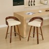 Bar Stools Set of 2, Swivel Bar Height Stools with Low Back, Wood Bar Chairs with Soft Cushion Seat, 25-Inch Seat Height - 2 of 4