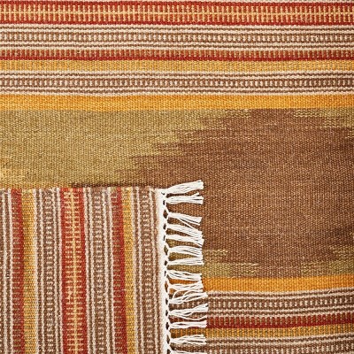 Natural Multi 5' x 5' Square Wool Kilim Area Rug