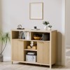 FONTOI Sideboard Buffet Cabinet with 2 Doors, Storage Cabinet with Ample Storage, Fluted Buffet Cabinet with Gold Handles, Wood, 39.4*13.8*31.5 - 2 of 4