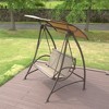 PAGED Outdoor Swing Chair with Adjustable Canopy and Durable Steel Frame,Porch Swing for Patio,Porch,Dark Brown - 2 of 4