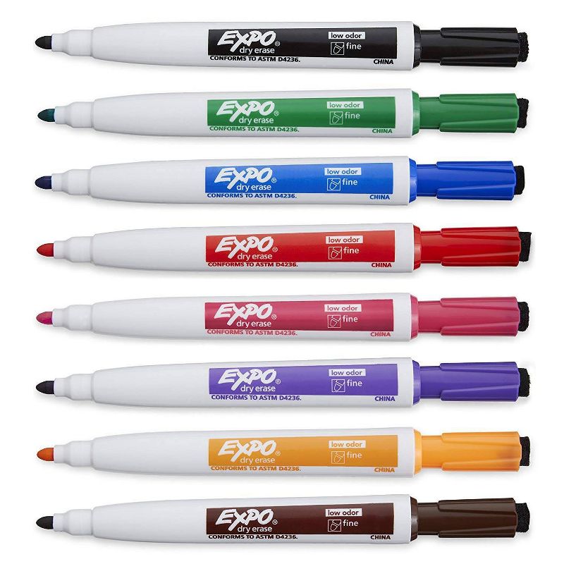 Expo 8pk Dry Erase Markers Magnetic &#38; Eraser Fine Tip Multicolored, 5 of 7