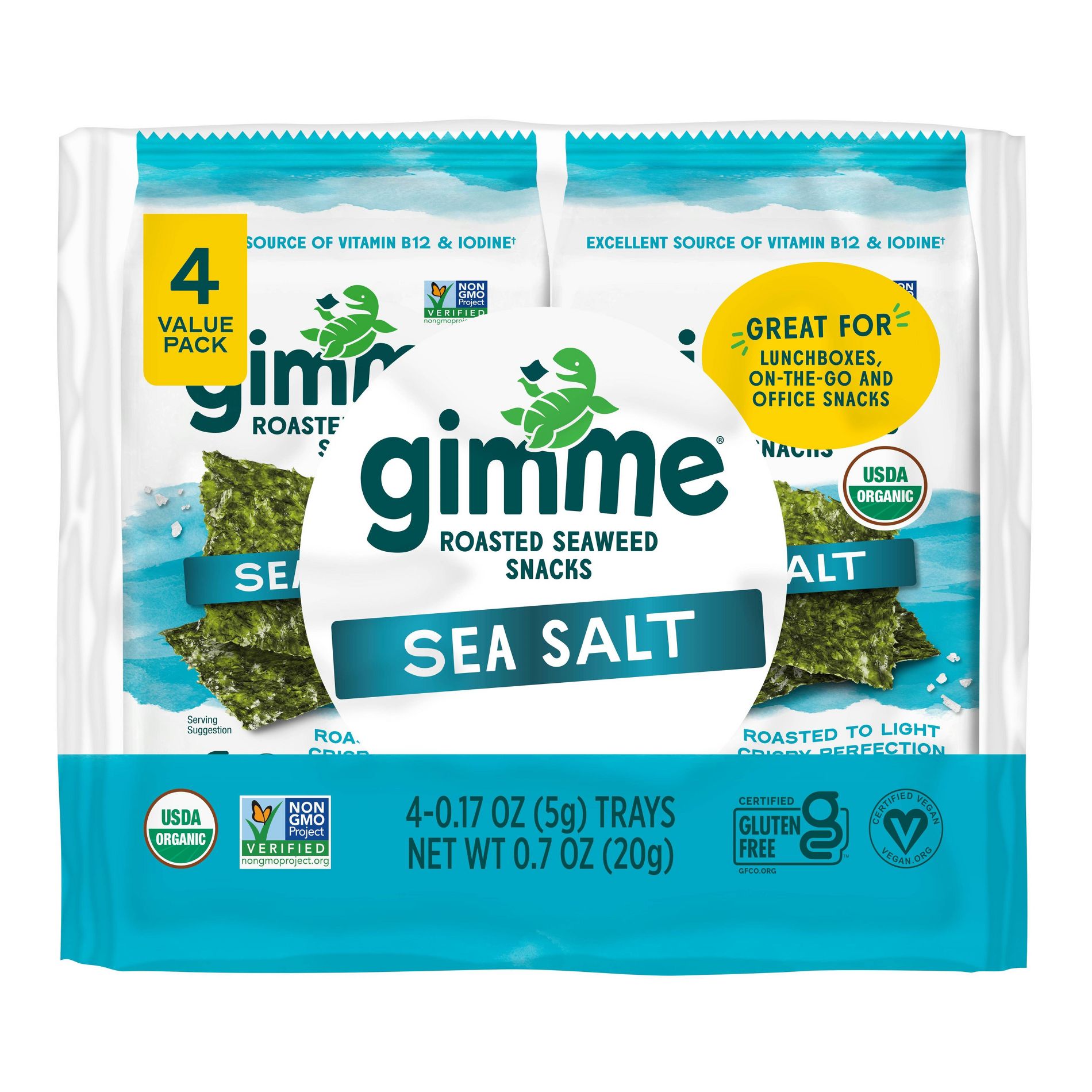 GimMe Organic Seaweed Sea Salt Snacks - 0.7oz/4pk