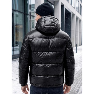INSPIRE CHIC Men's Winter Adjustable Hooded Zipper Windproof Quilted Puffer Jacket X-Large Black — фото 3