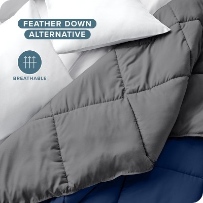 Twin XL Dark Blue and Grey Reversible Down Alternative Comforter