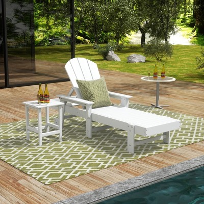WestinTrends Malibu 2 Piece Adirondack Poly Reclining Chaise Lounge With Arms & Wheels