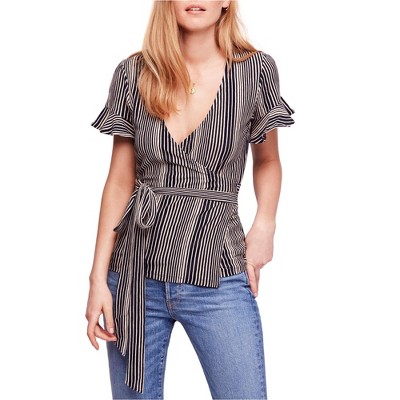 Free People Womens Wrapped Around My Finger Wrap Blouse