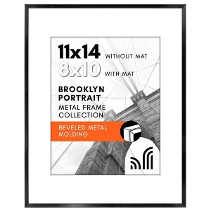 Americanflat Aluminum 11x14 Picture Frame with Shatter-Resistant Glass, Use as 8x10 Frame with Mat or 11x14 Frame Without Mat, Black - 1 of 1