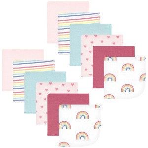 Hudson Baby Infant Girl Flannel Washcloths, Creative Rainbow 12Pk, One Size - 1 of 4